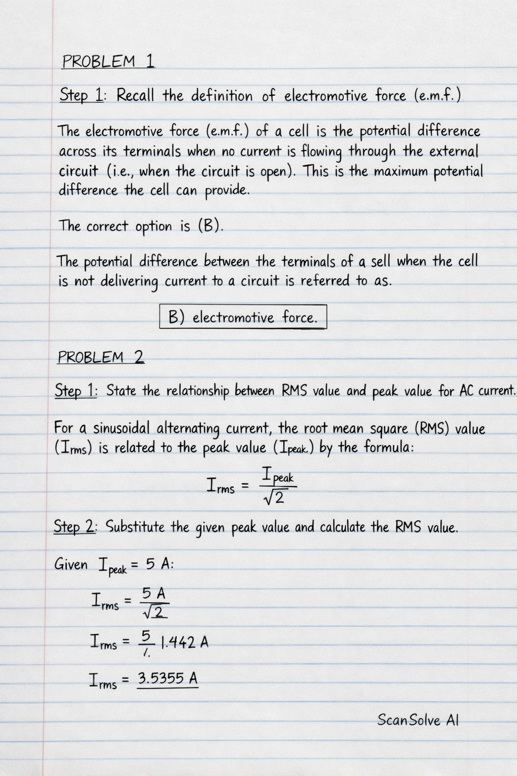 Handwritten step-by-step solution preview