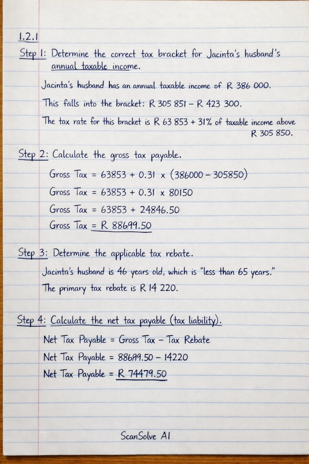 Handwritten step-by-step solution preview