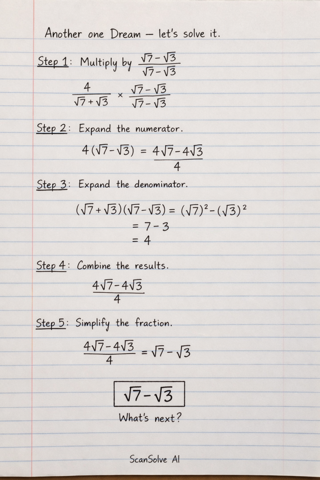 Handwritten step-by-step solution preview