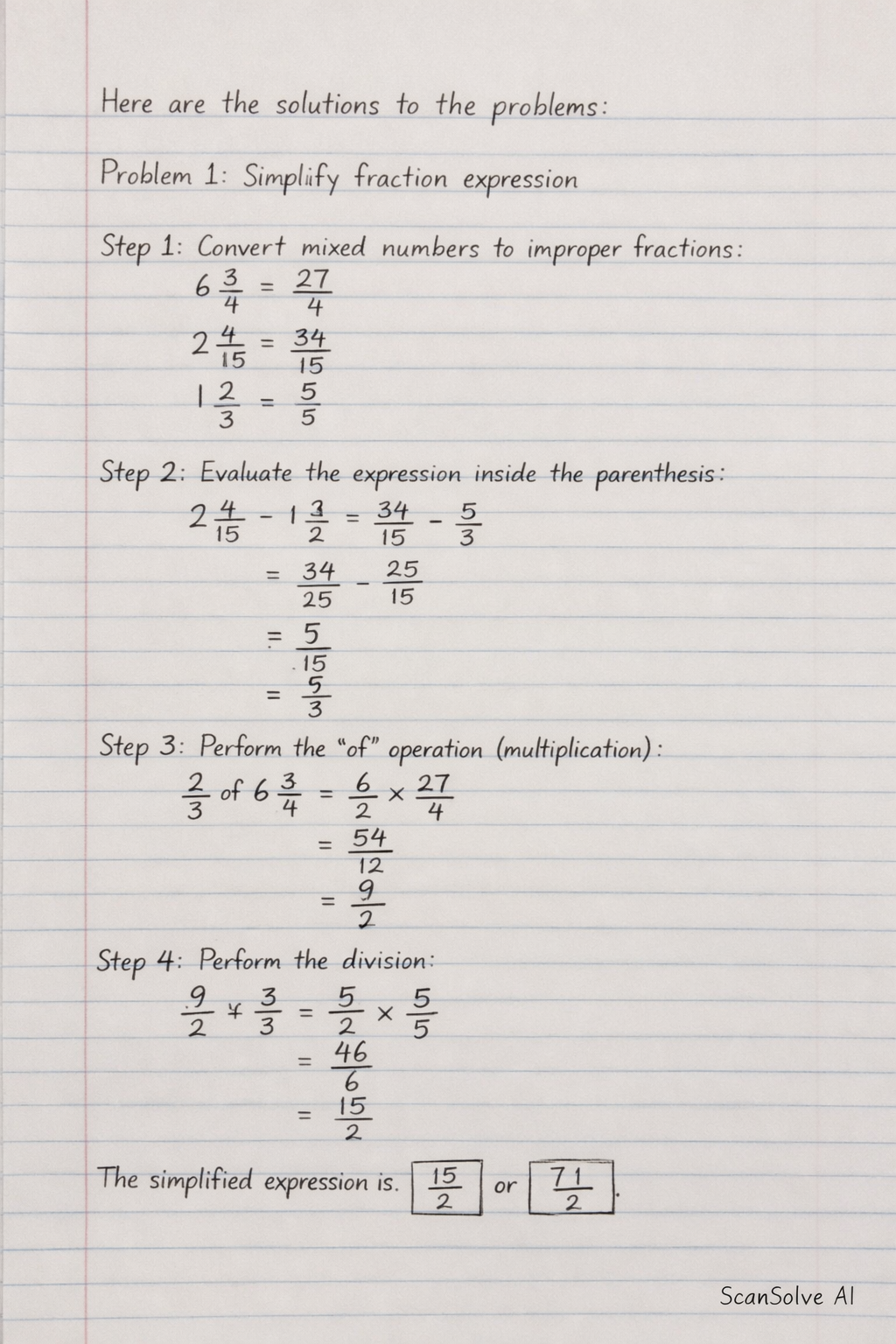 Handwritten step-by-step solution preview