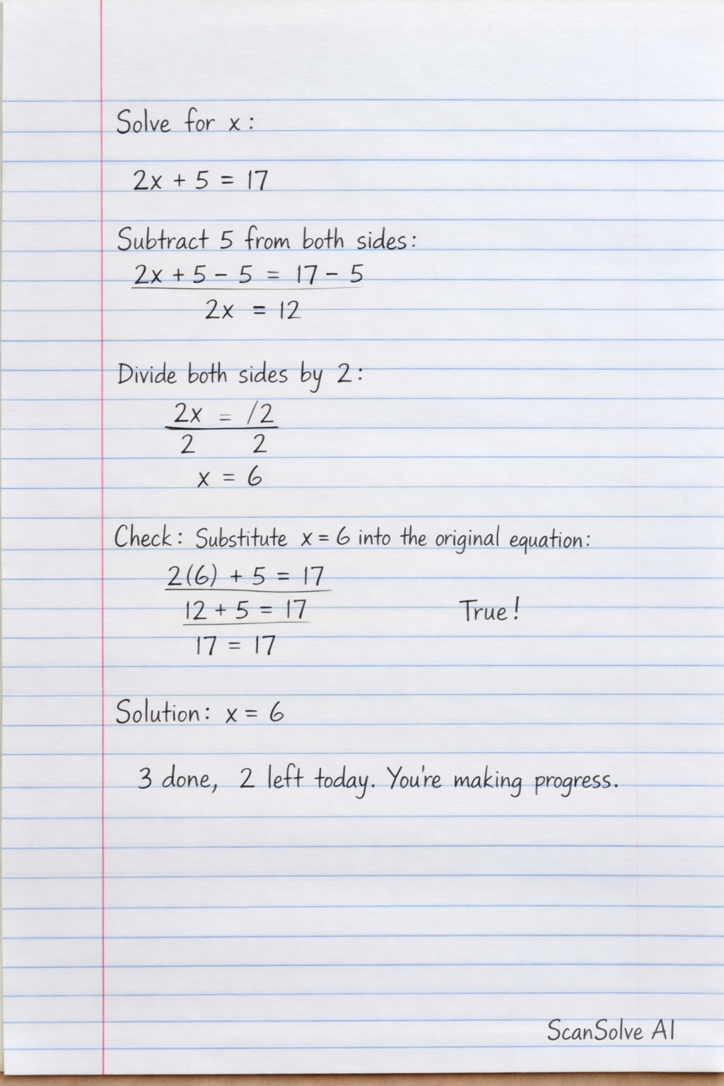 Handwritten step-by-step solution preview