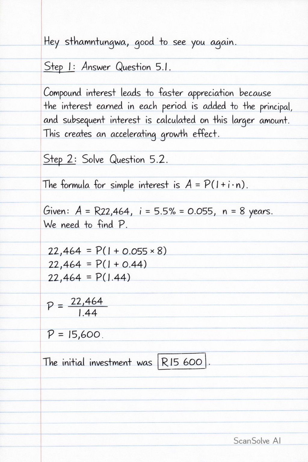 Handwritten step-by-step solution preview