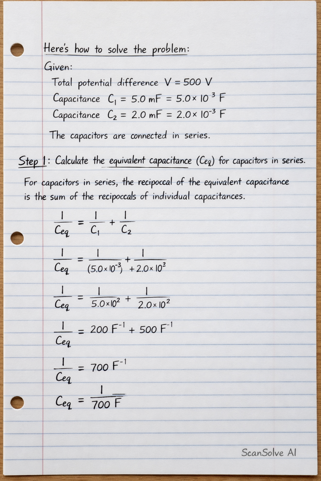 Handwritten step-by-step solution preview