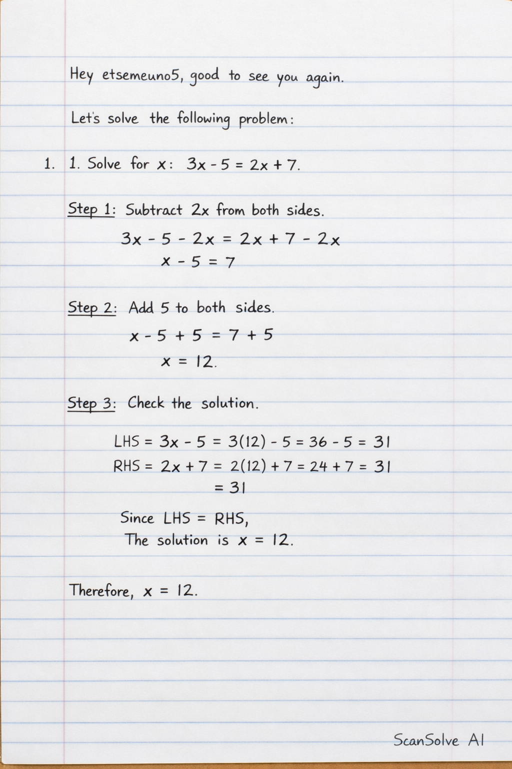 Handwritten step-by-step solution preview