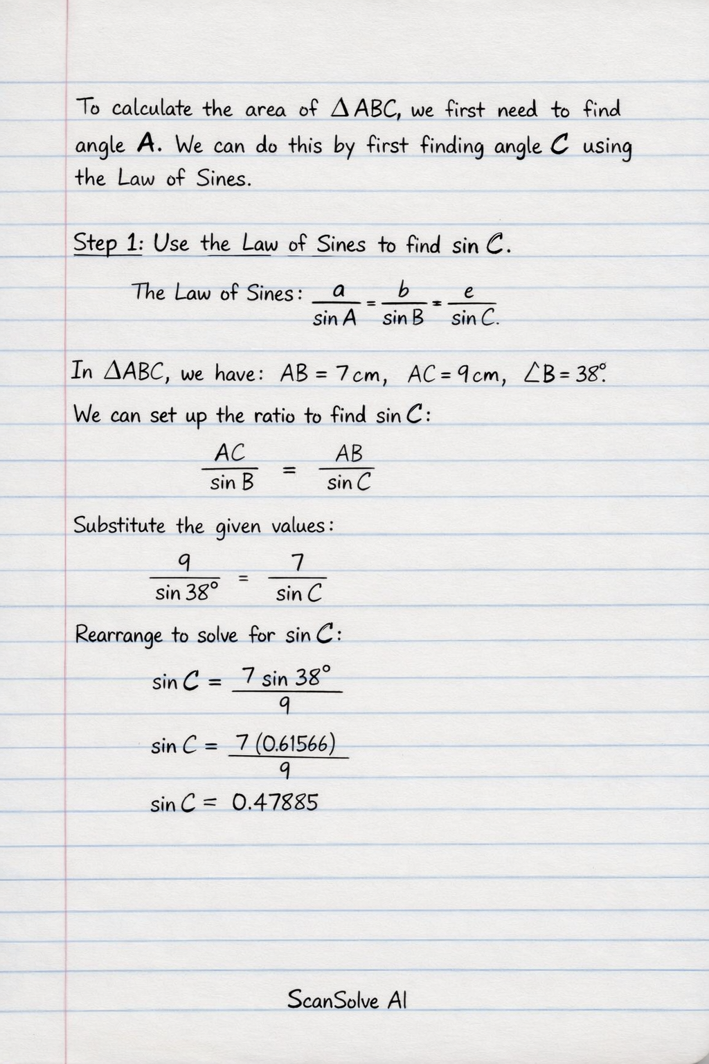 Handwritten step-by-step solution preview