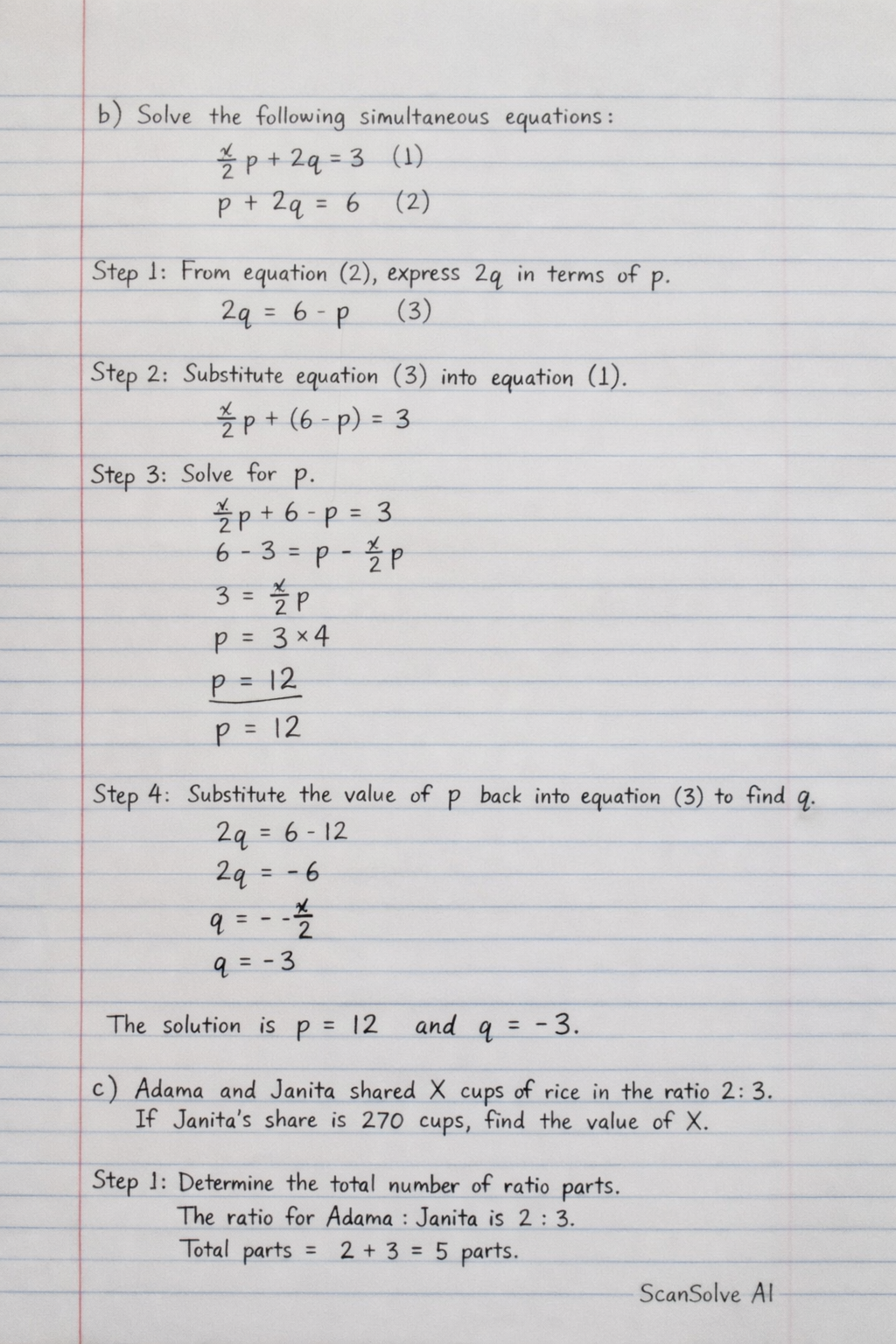 Handwritten step-by-step solution preview