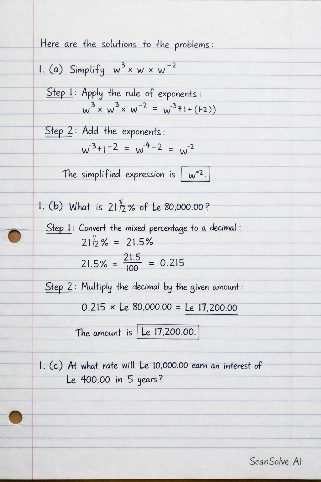 Handwritten step-by-step solution preview