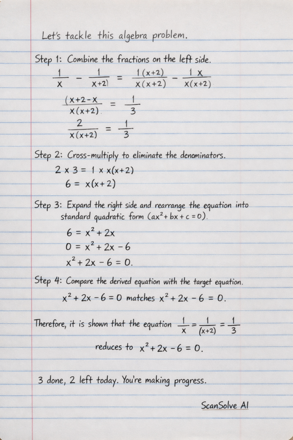 Handwritten step-by-step solution preview