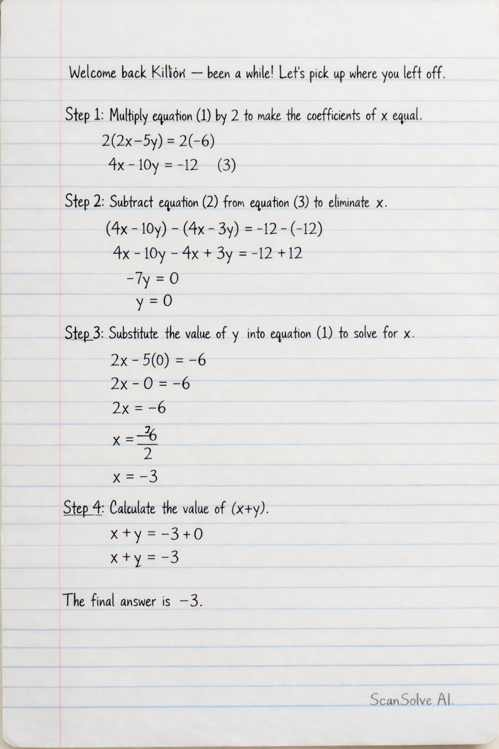 Handwritten step-by-step solution preview