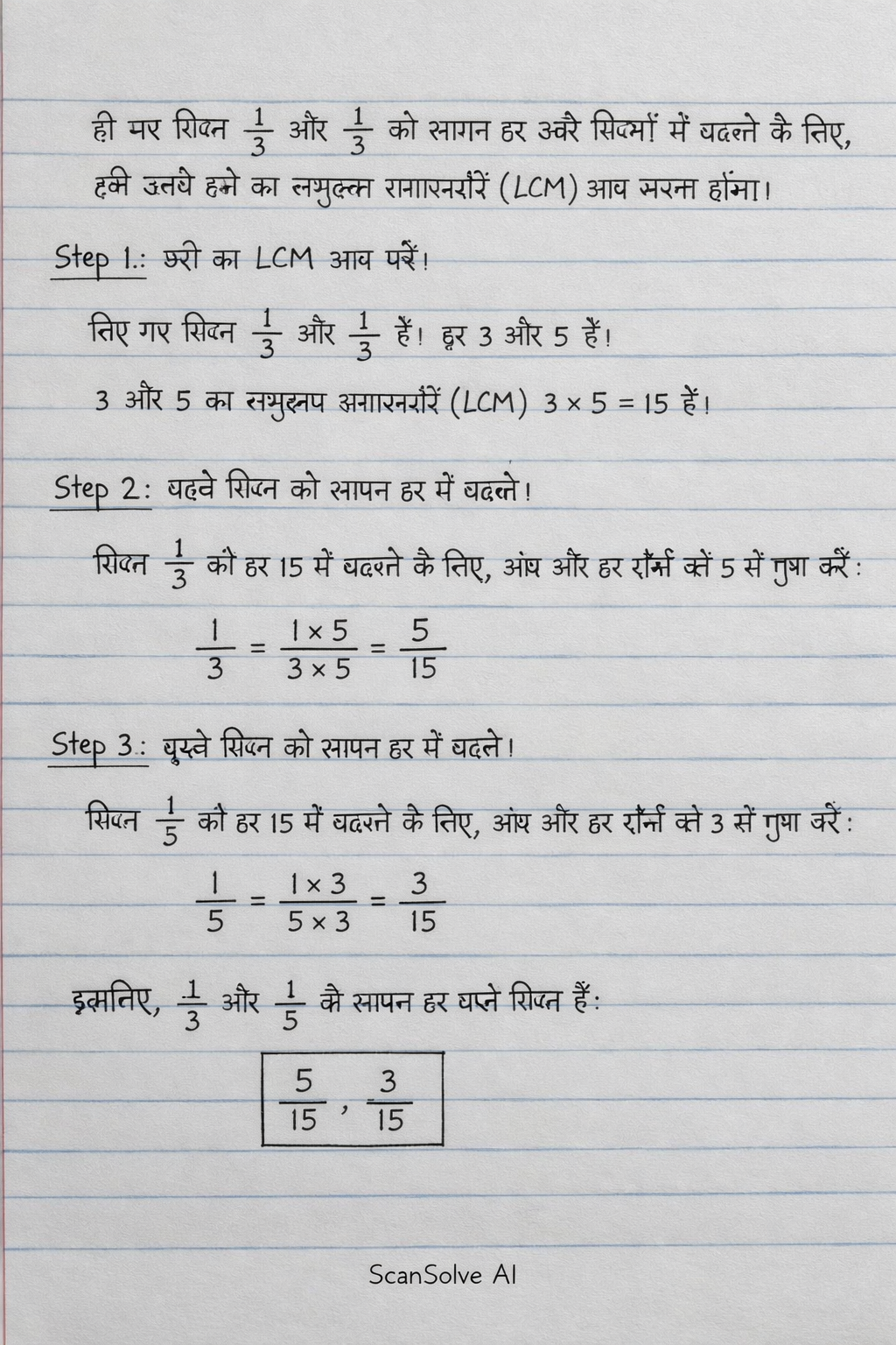 Handwritten step-by-step solution preview