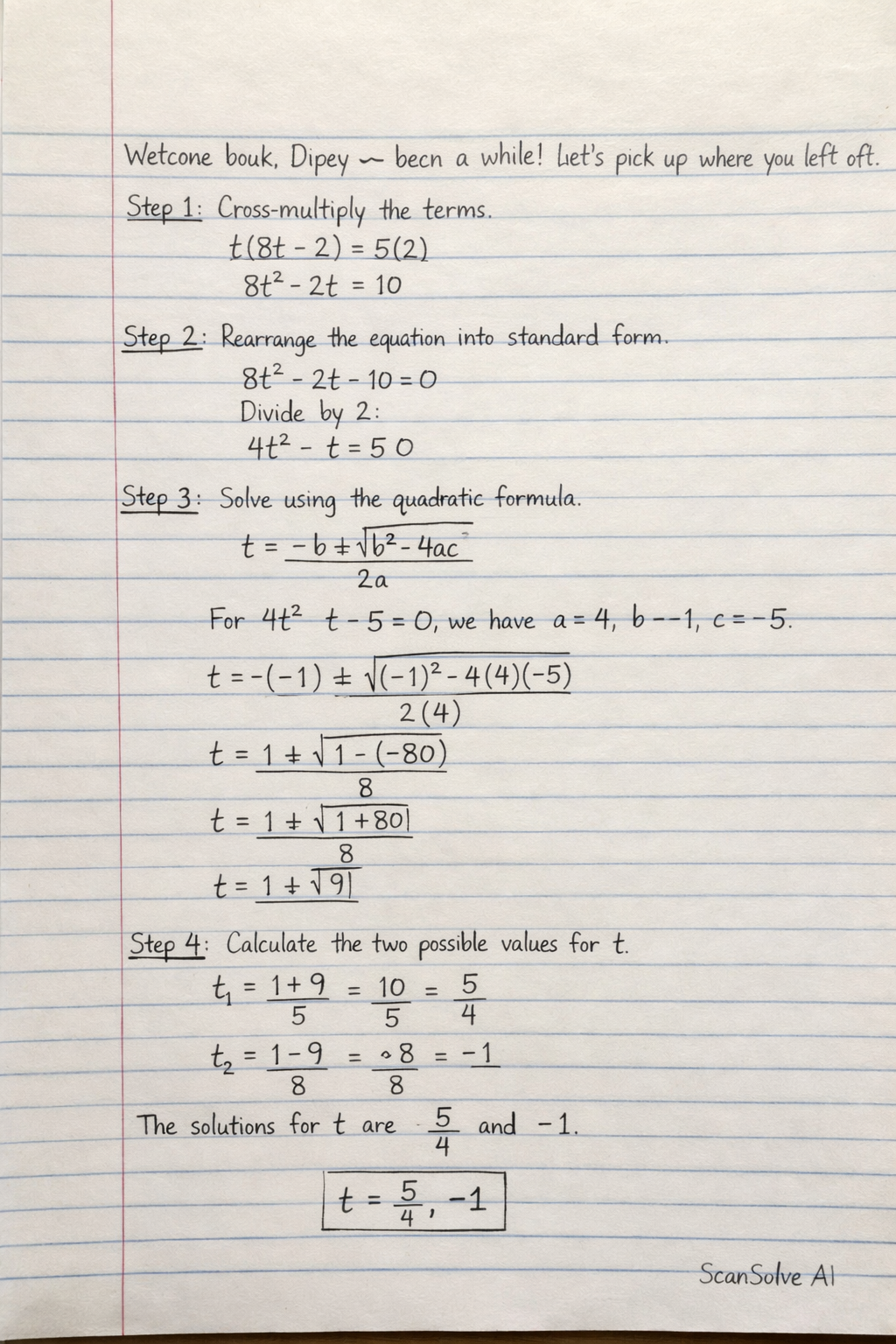 Handwritten step-by-step solution preview