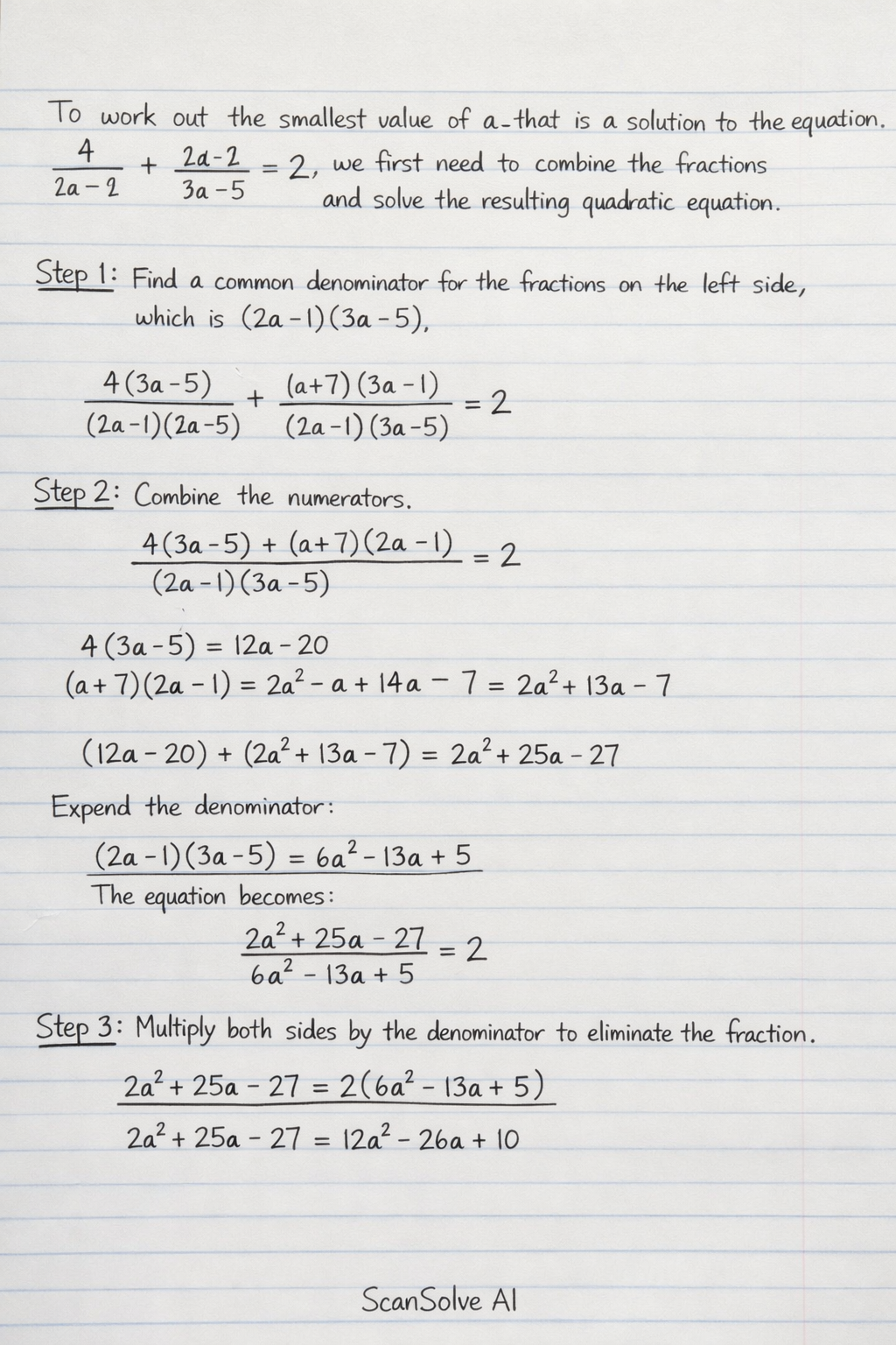 Handwritten step-by-step solution preview