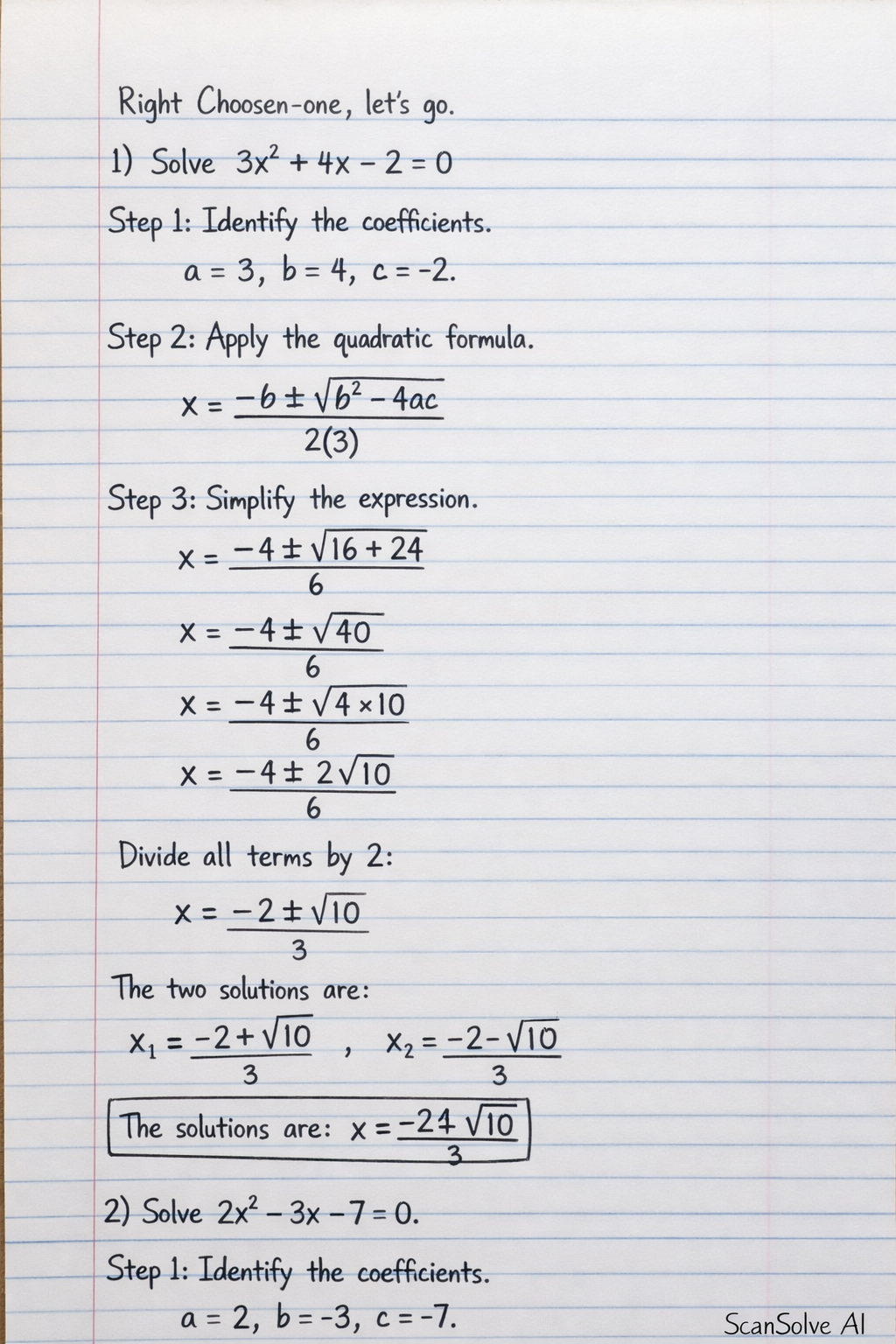 Handwritten step-by-step solution preview