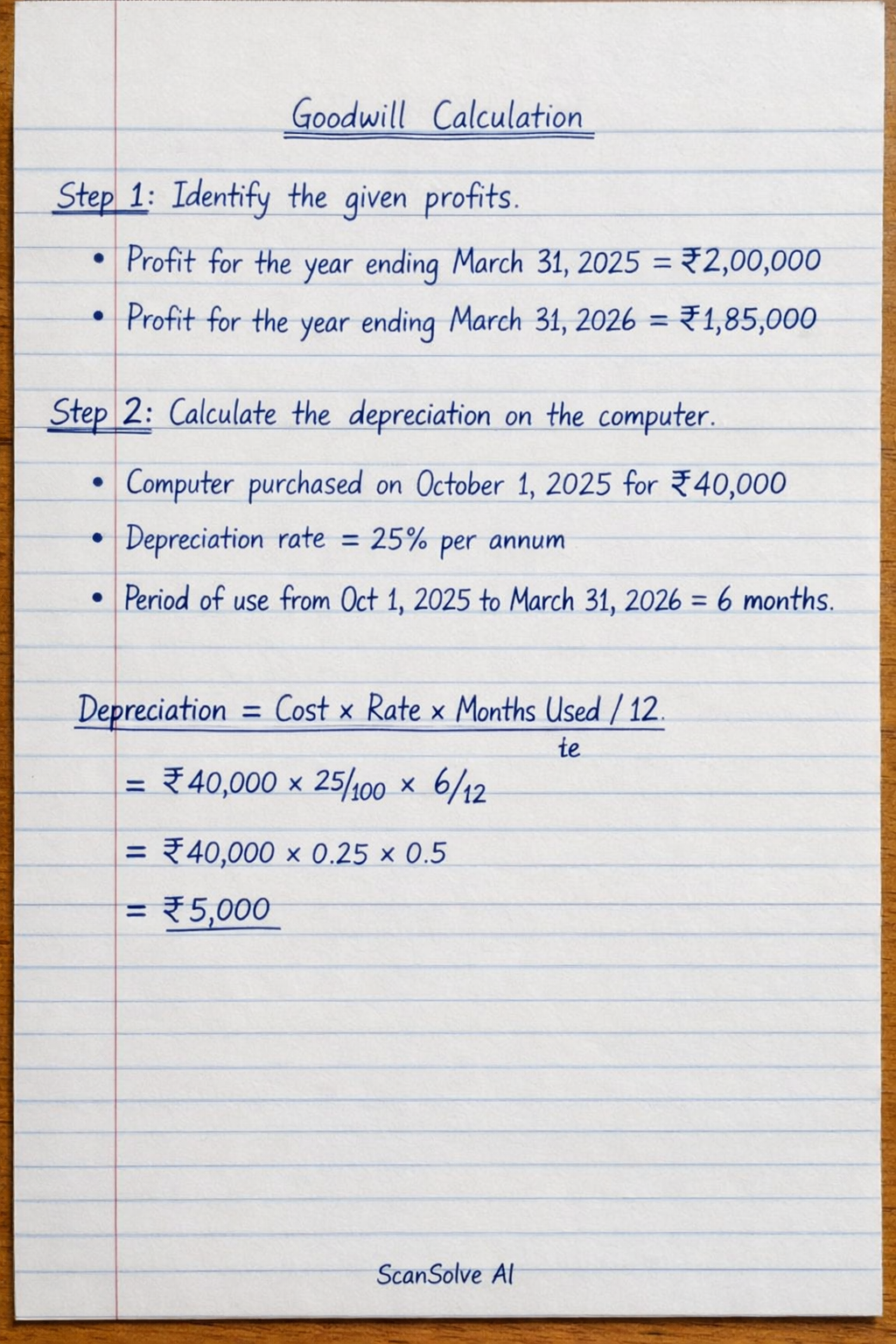 Handwritten step-by-step solution preview