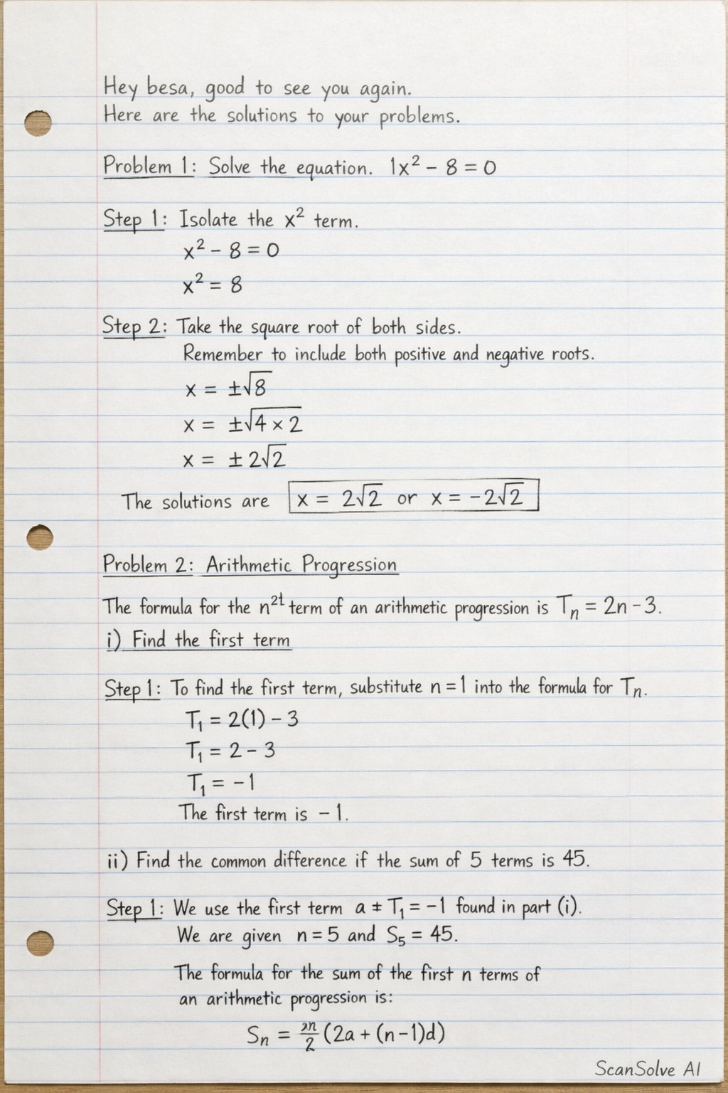 Handwritten step-by-step solution preview