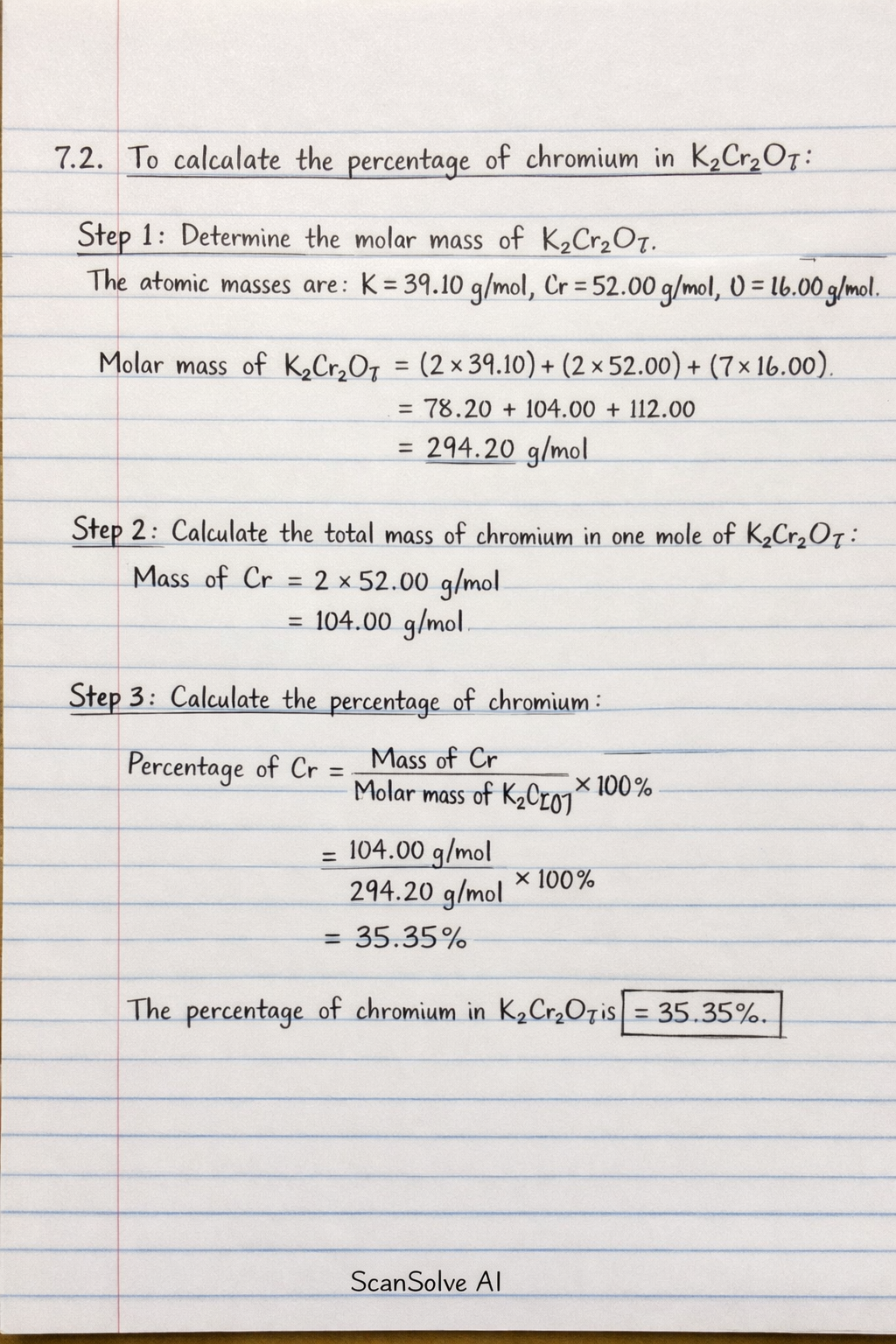 Handwritten step-by-step solution preview