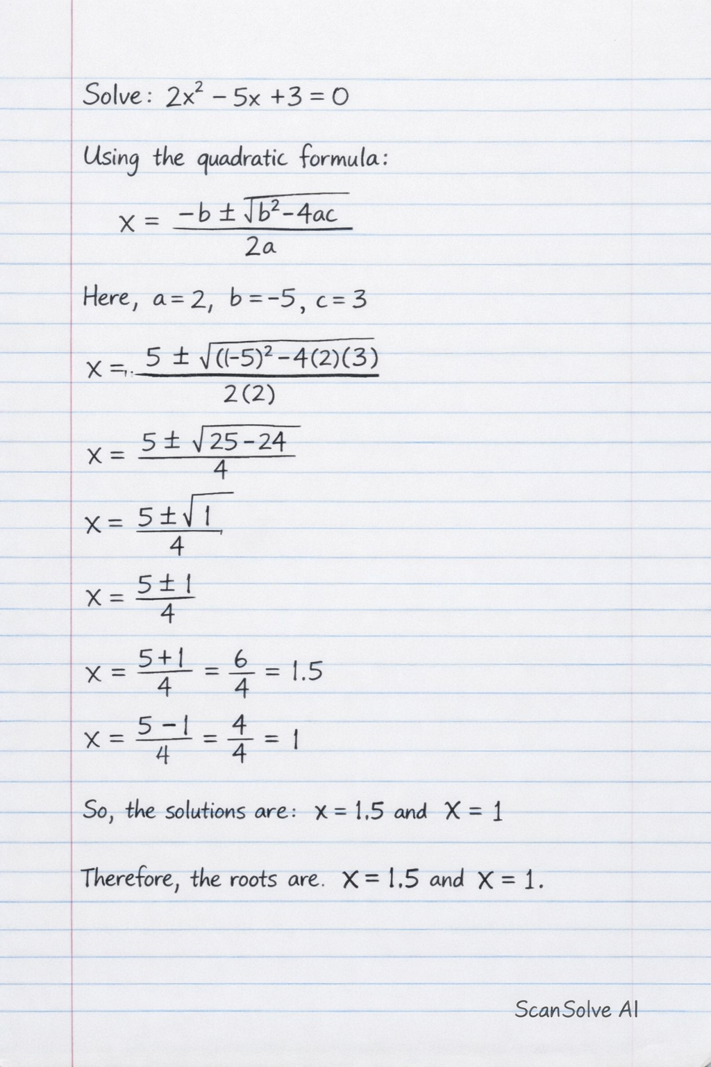 Handwritten step-by-step solution preview
