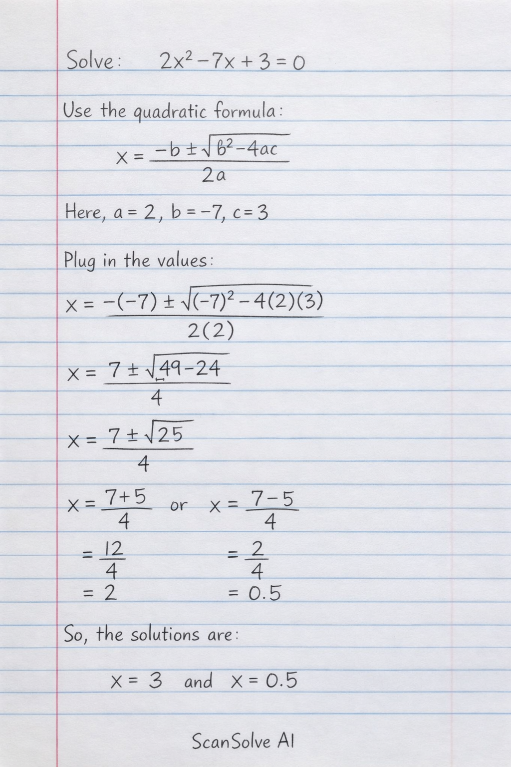 Handwritten step-by-step solution preview