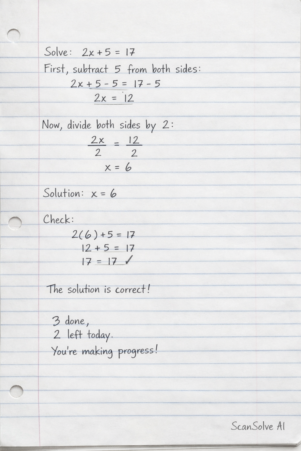 Handwritten step-by-step solution preview