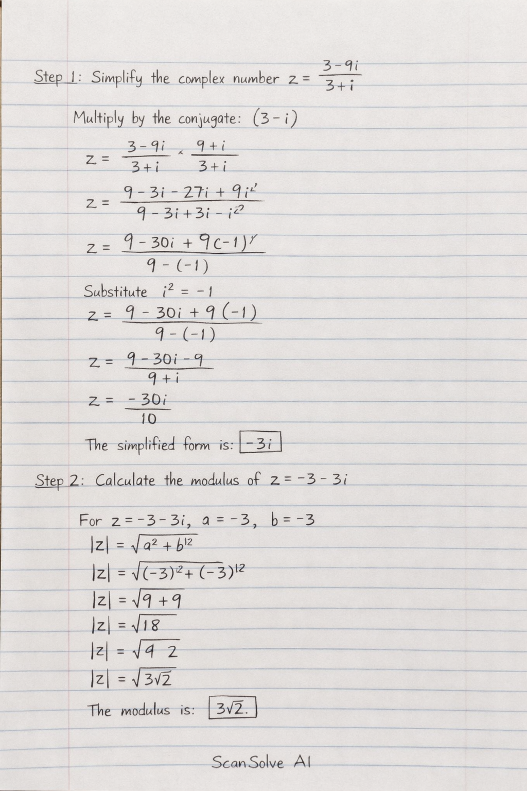 Handwritten step-by-step solution preview
