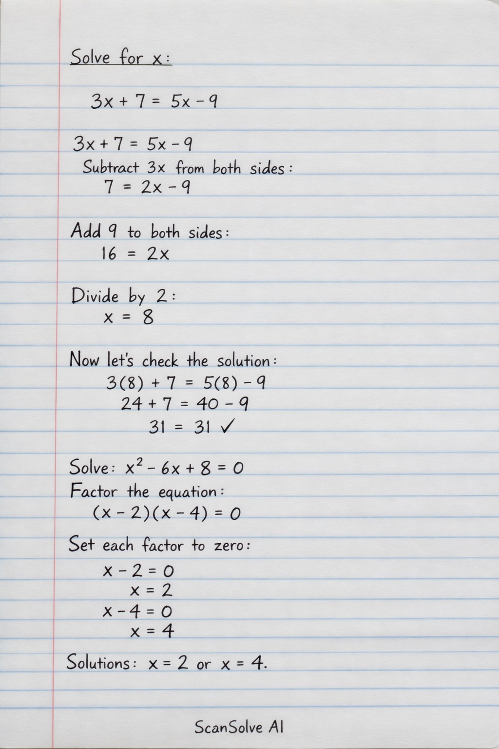 Handwritten step-by-step solution preview