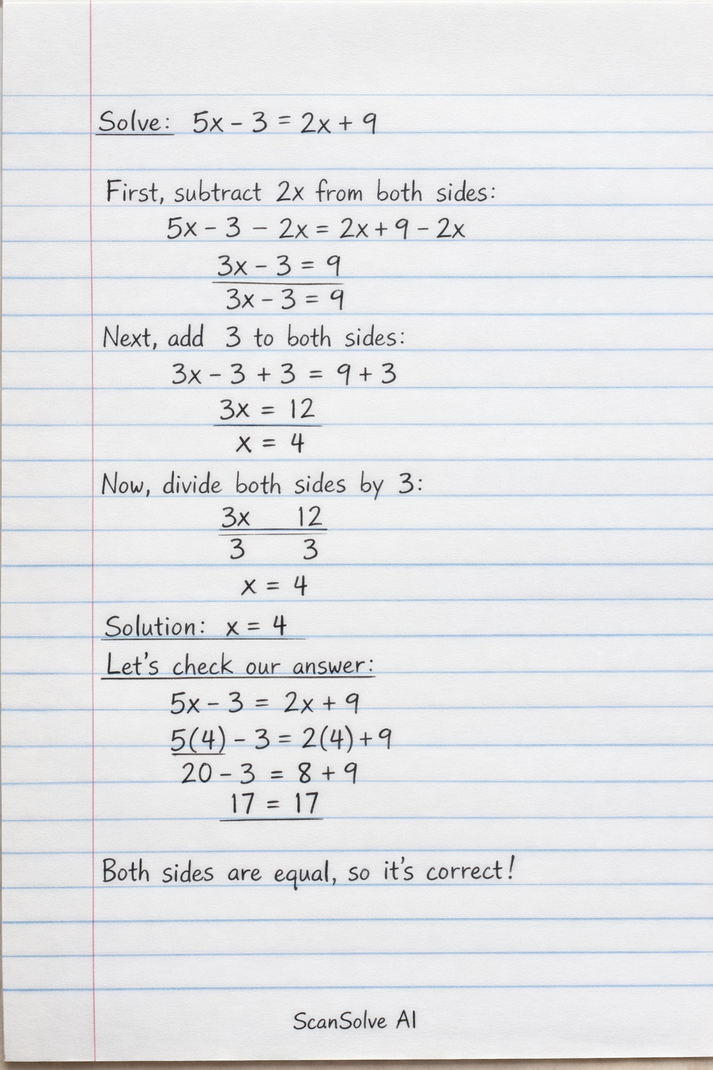 Handwritten step-by-step solution preview