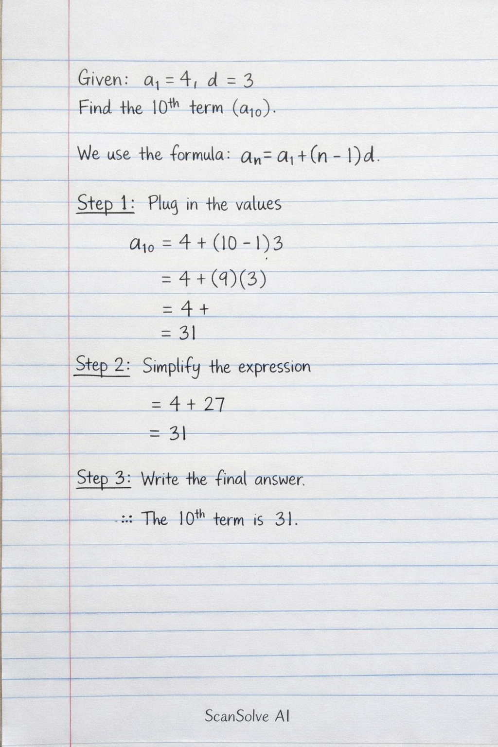 Handwritten step-by-step solution preview