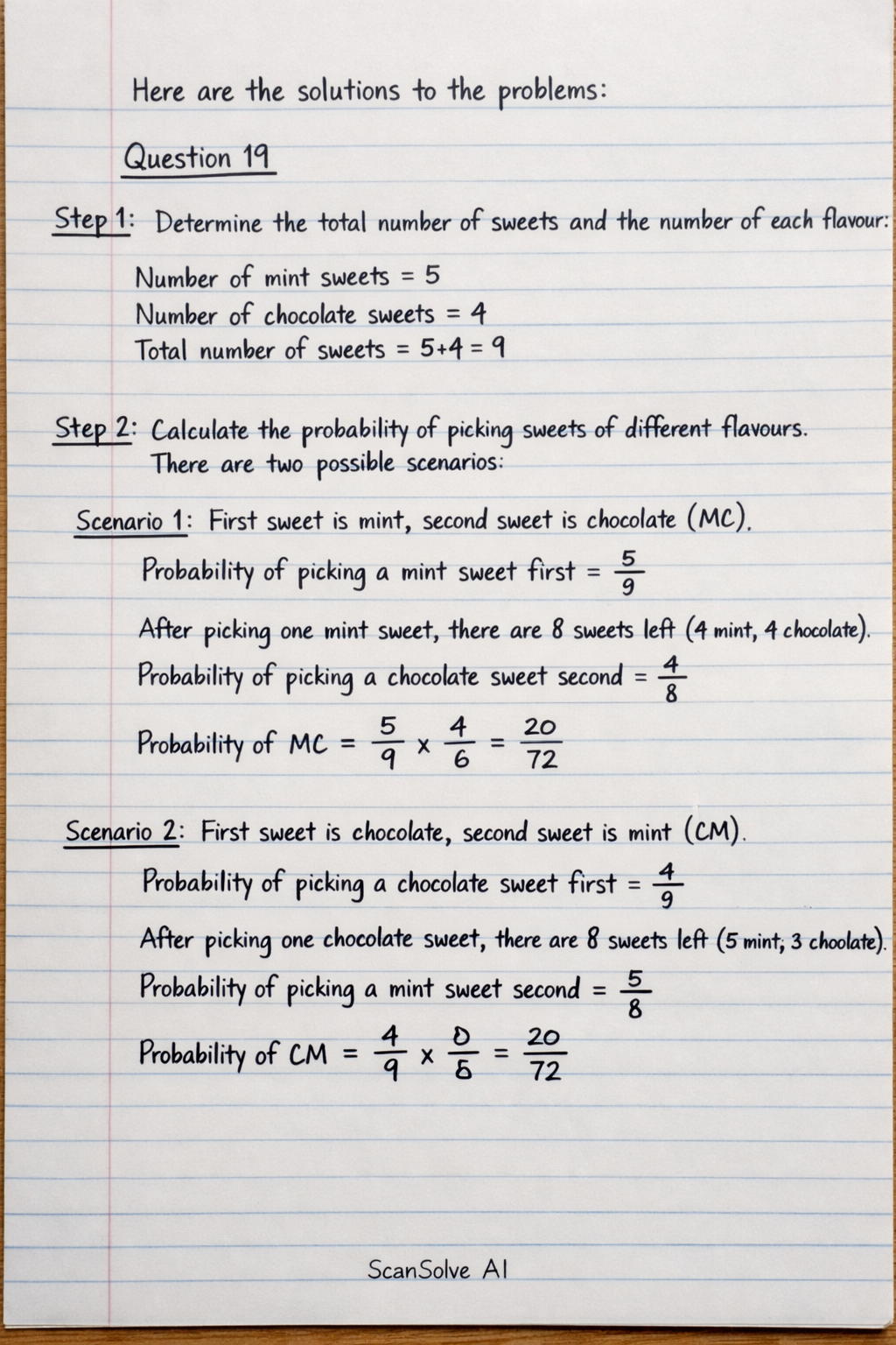 Handwritten step-by-step solution preview