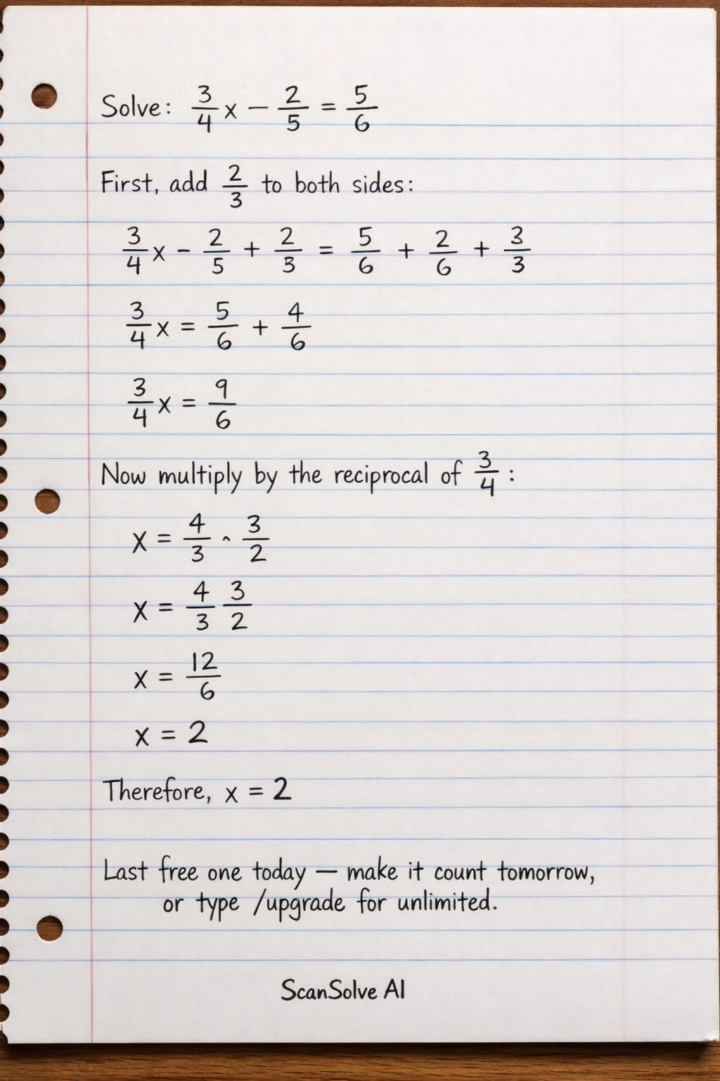 Handwritten step-by-step solution preview