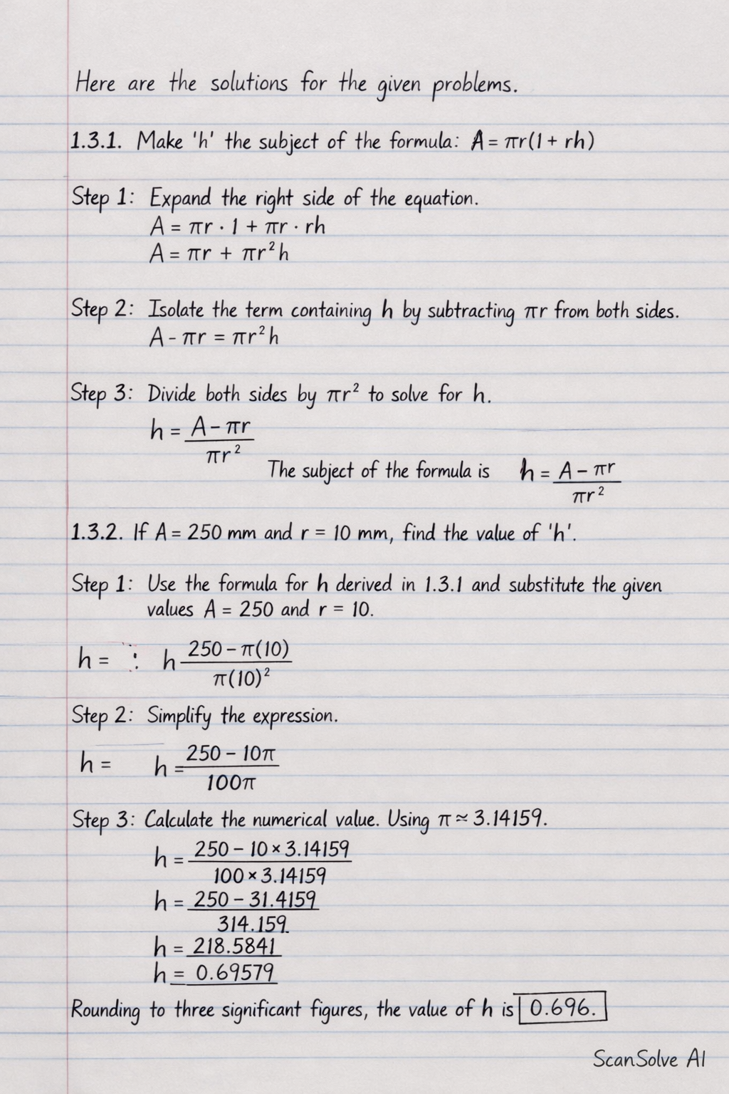 Handwritten step-by-step solution preview