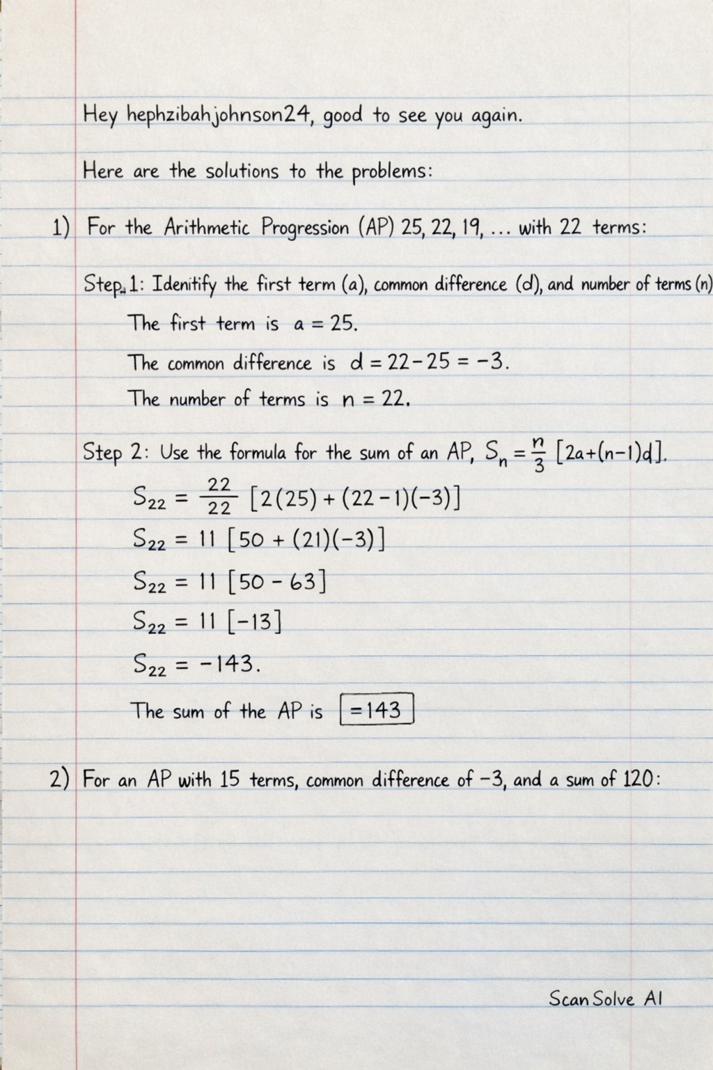 Handwritten step-by-step solution preview