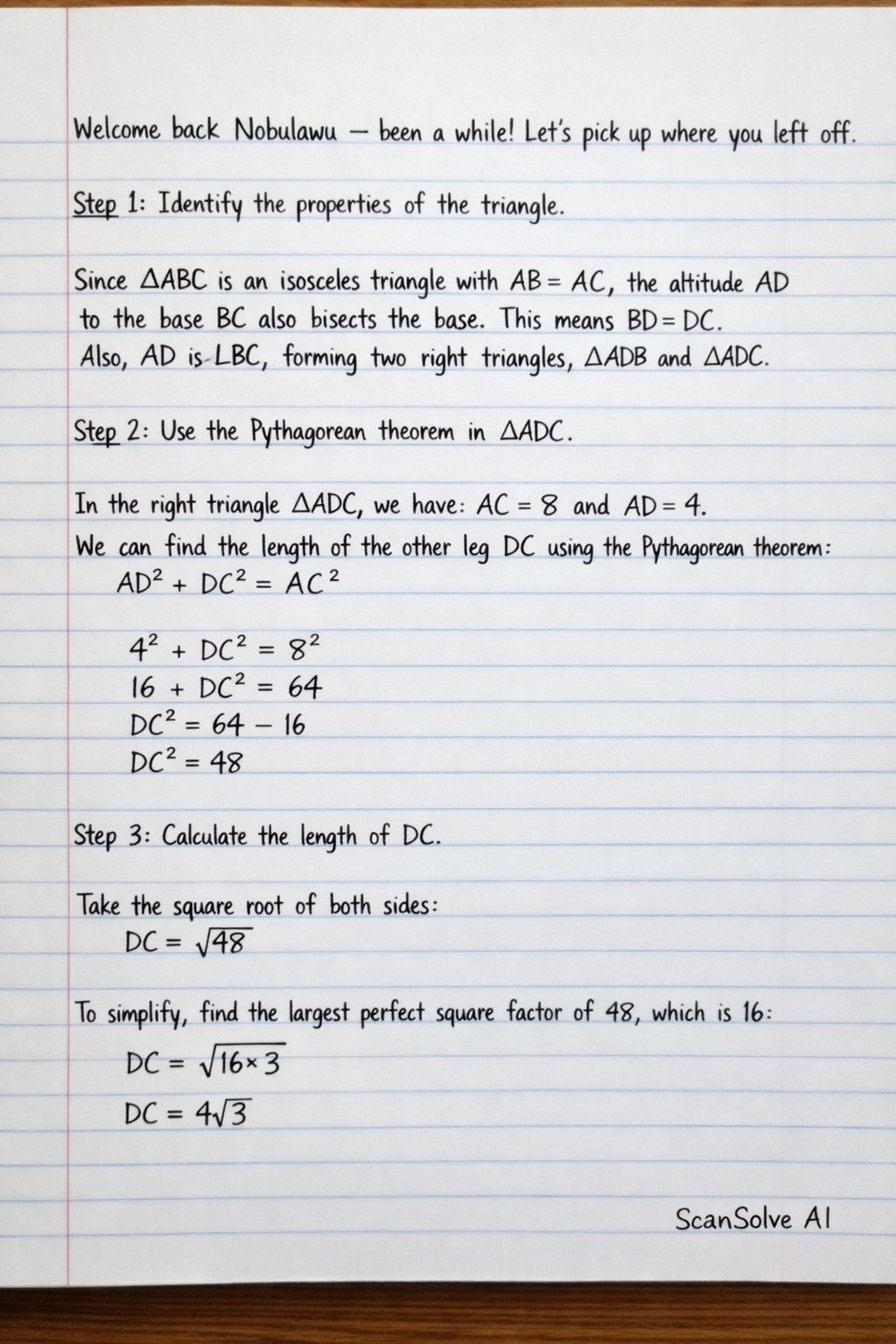 Handwritten step-by-step solution preview
