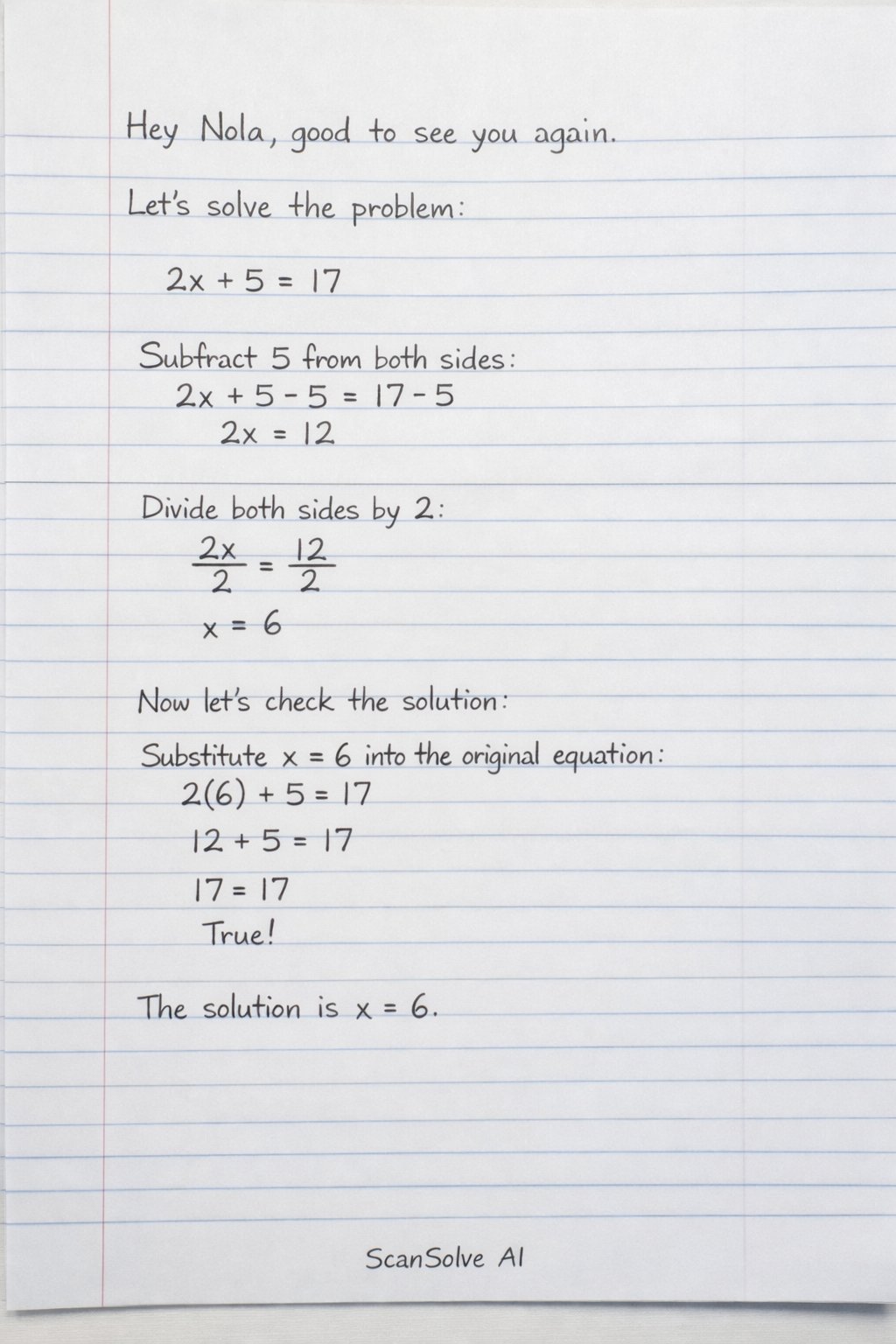 Handwritten step-by-step solution preview