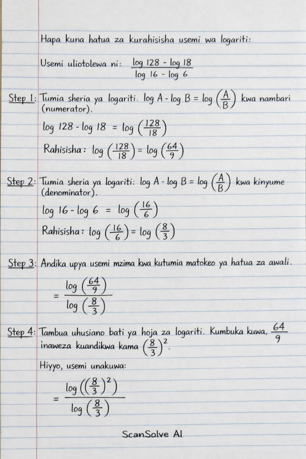 Handwritten step-by-step solution preview