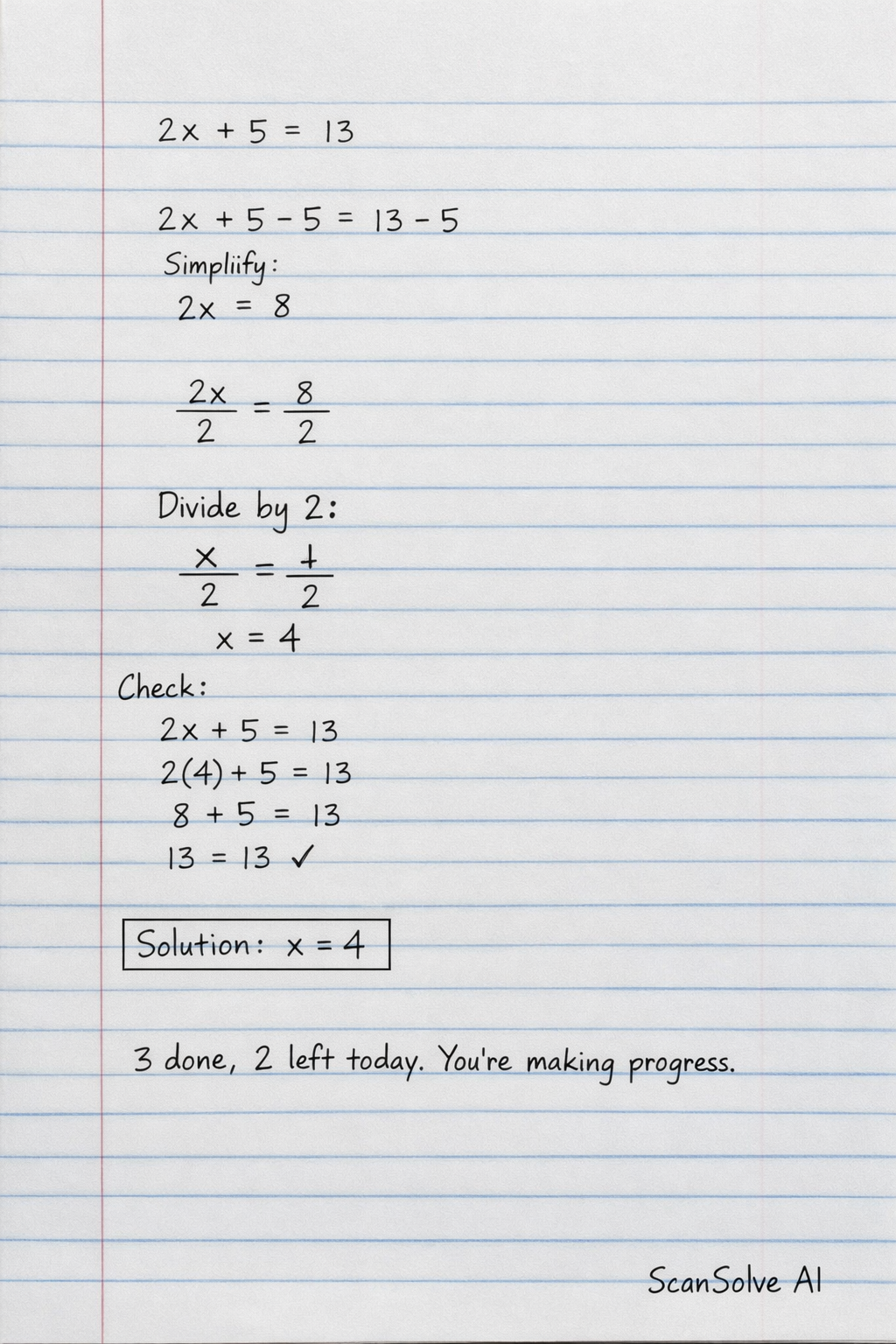 Handwritten step-by-step solution preview