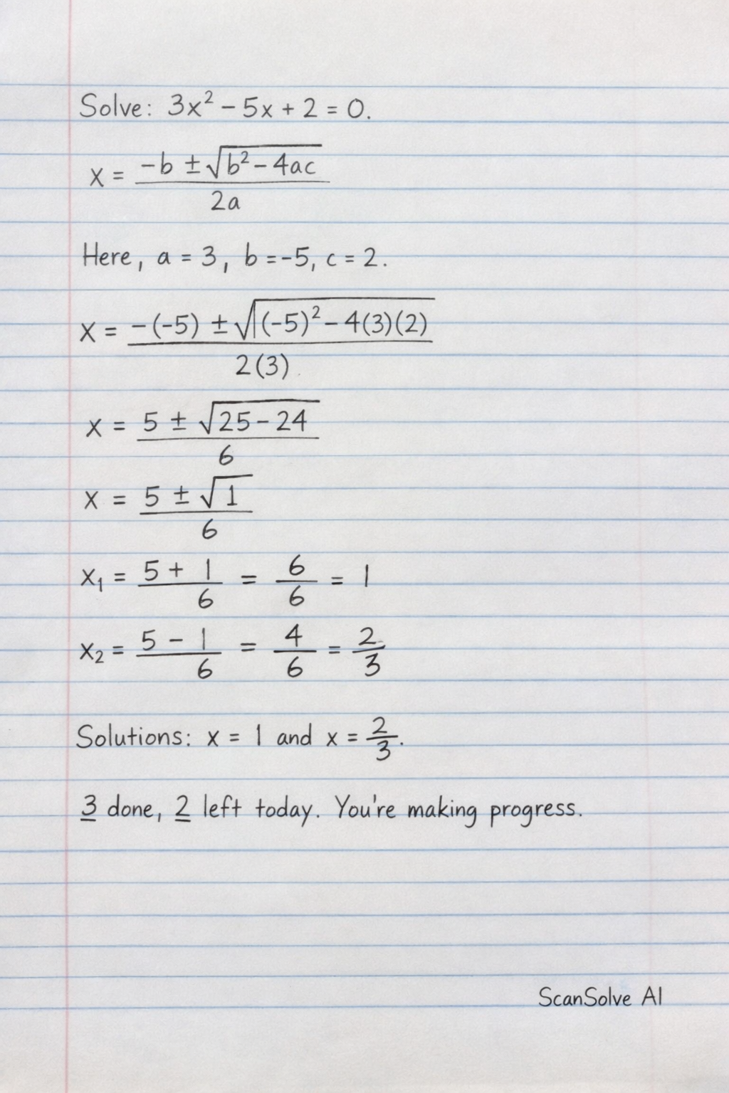 Handwritten step-by-step solution preview