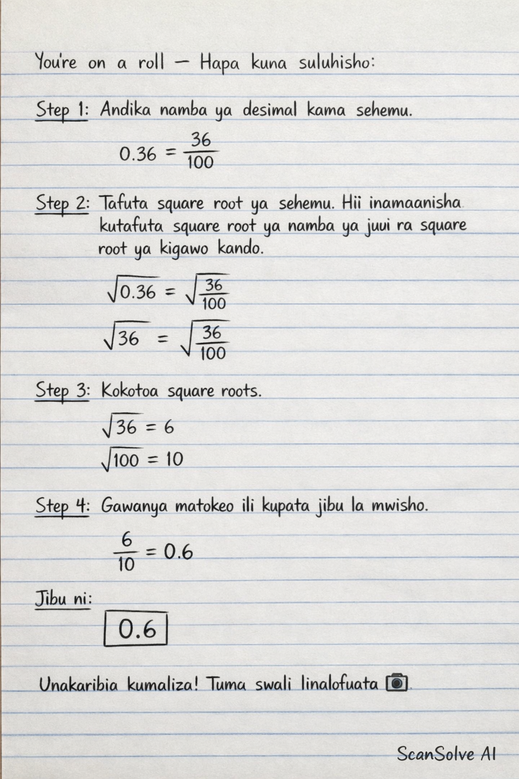 Handwritten step-by-step solution preview