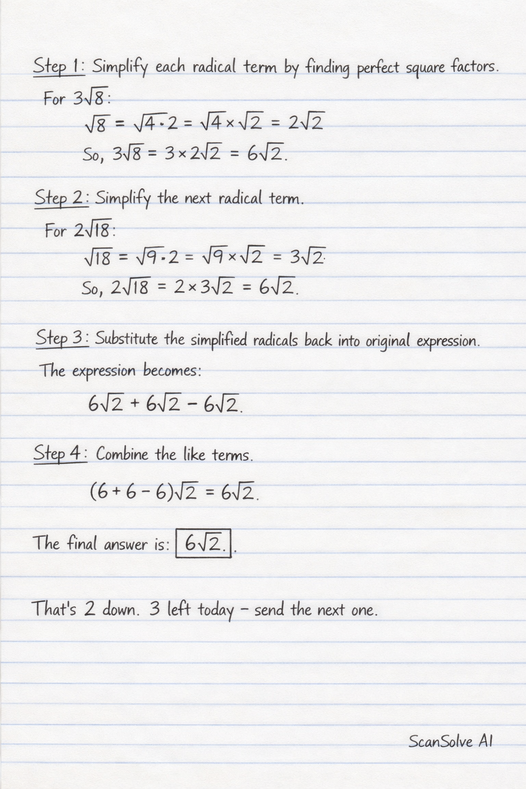 Handwritten step-by-step solution preview