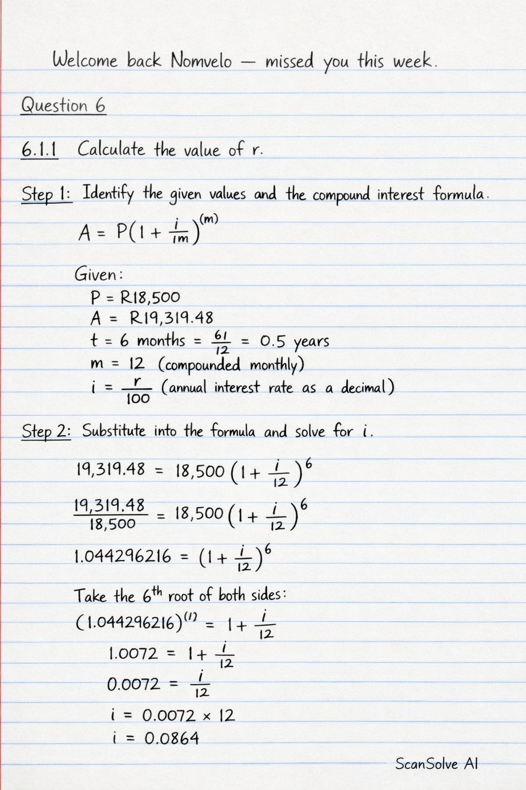 Handwritten step-by-step solution preview
