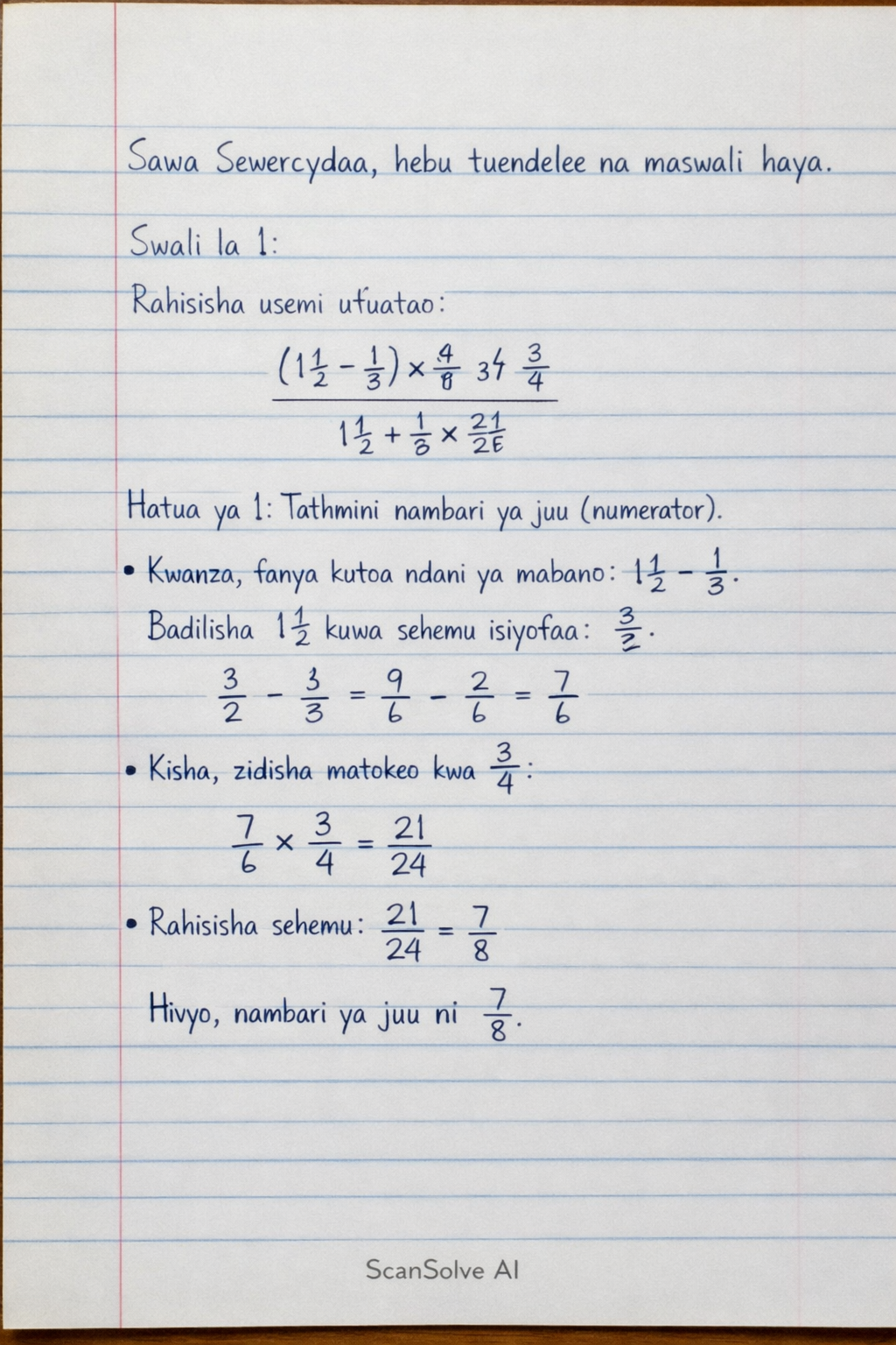 Handwritten step-by-step solution preview