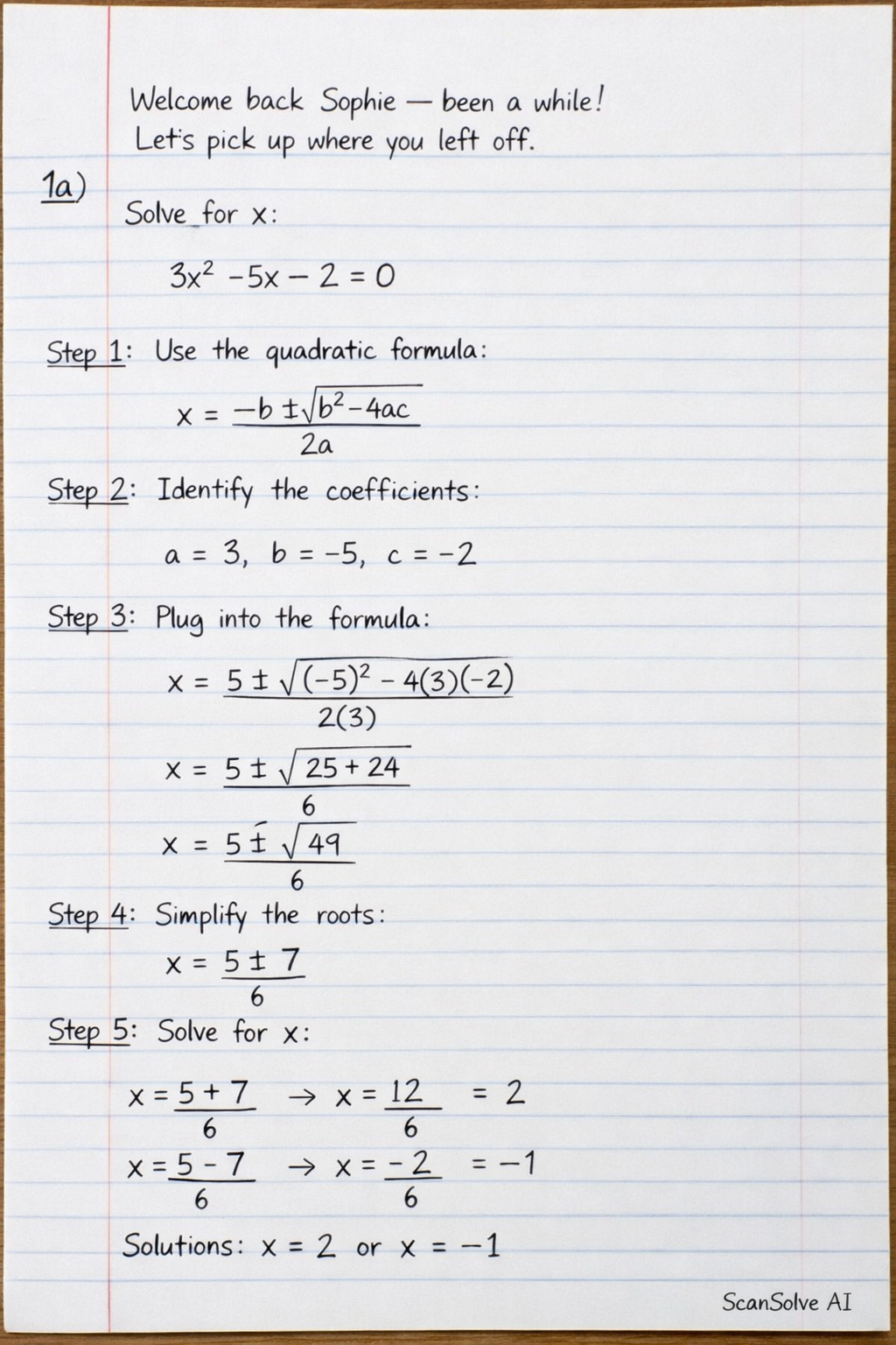 Handwritten step-by-step solution preview