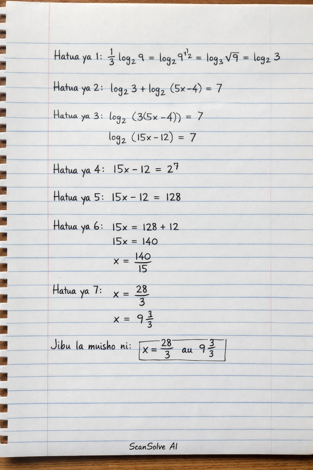 Handwritten step-by-step solution preview