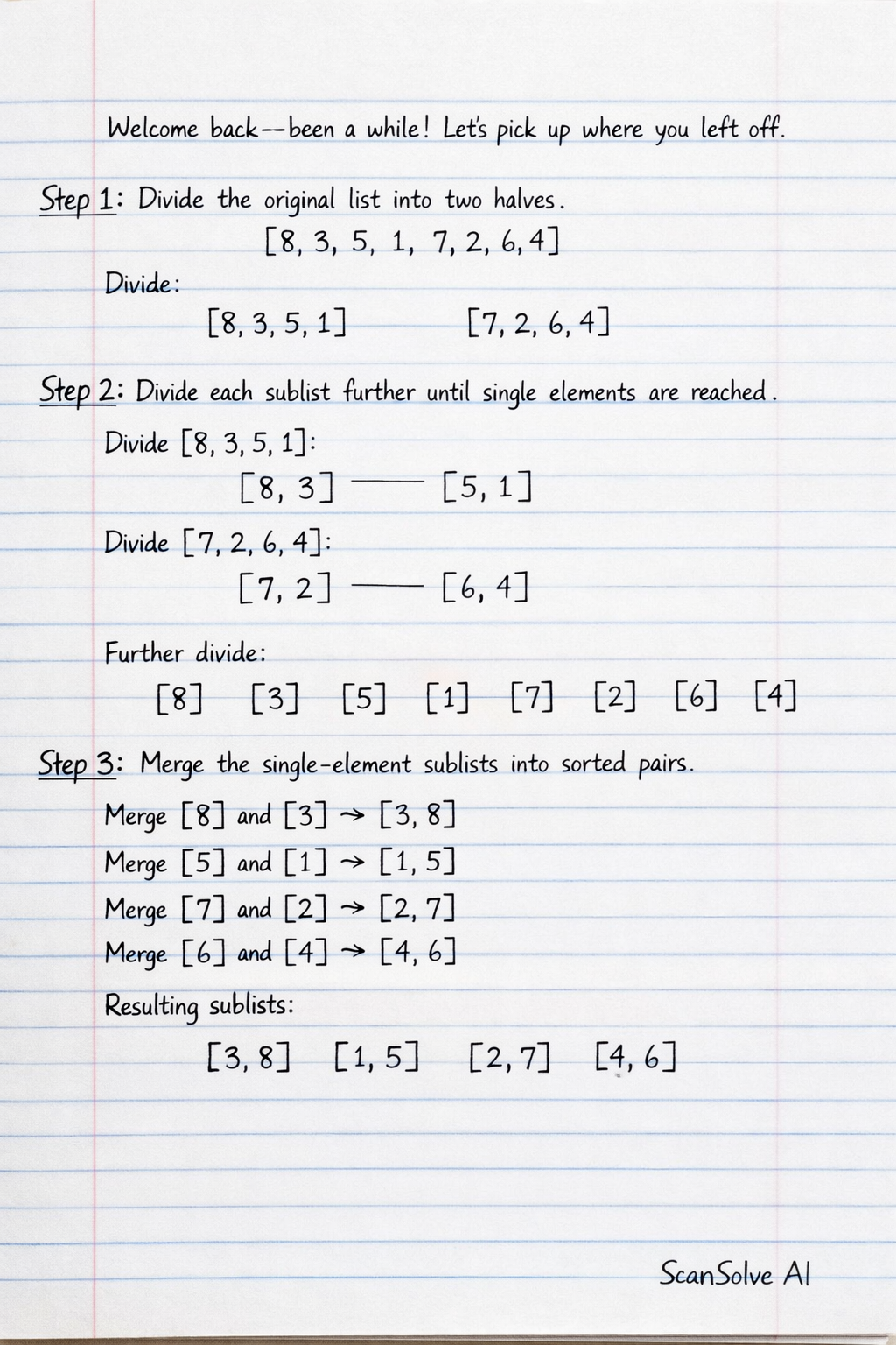 Handwritten step-by-step solution preview