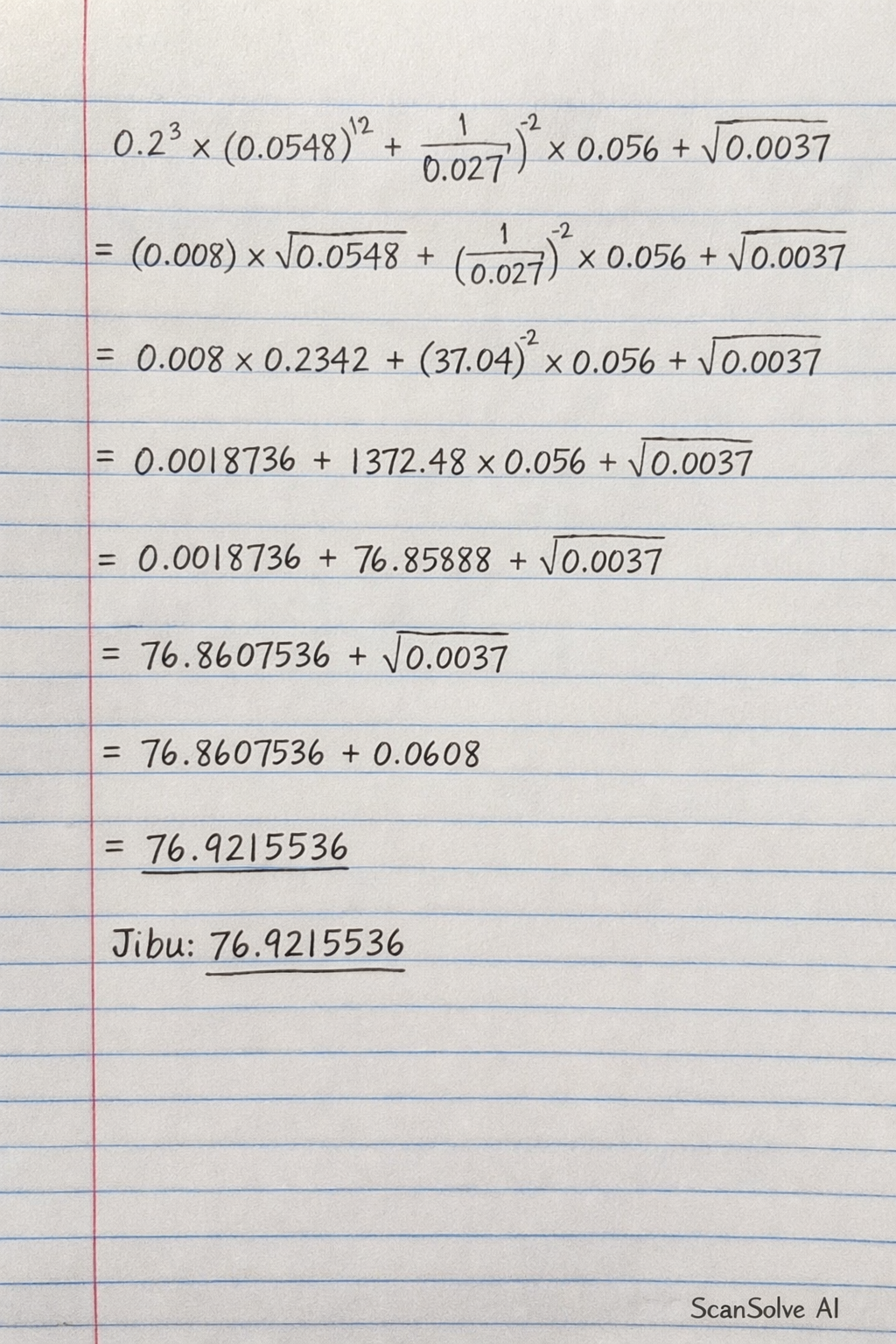 Handwritten step-by-step solution preview