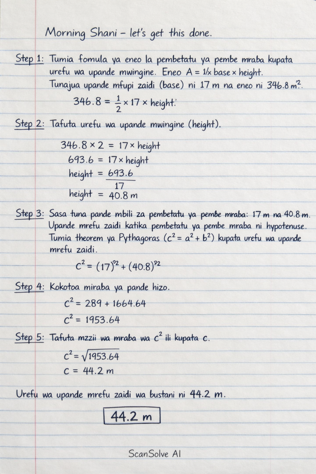 Handwritten step-by-step solution preview