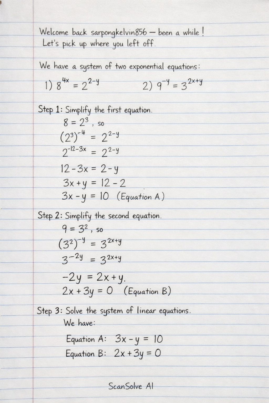 Handwritten step-by-step solution preview