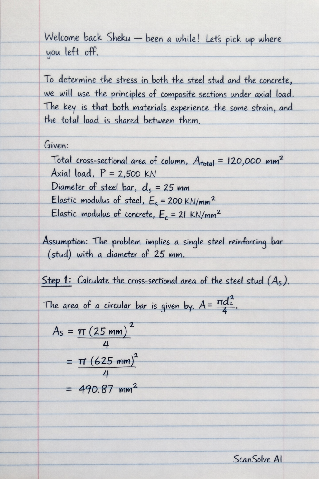 Handwritten step-by-step solution preview