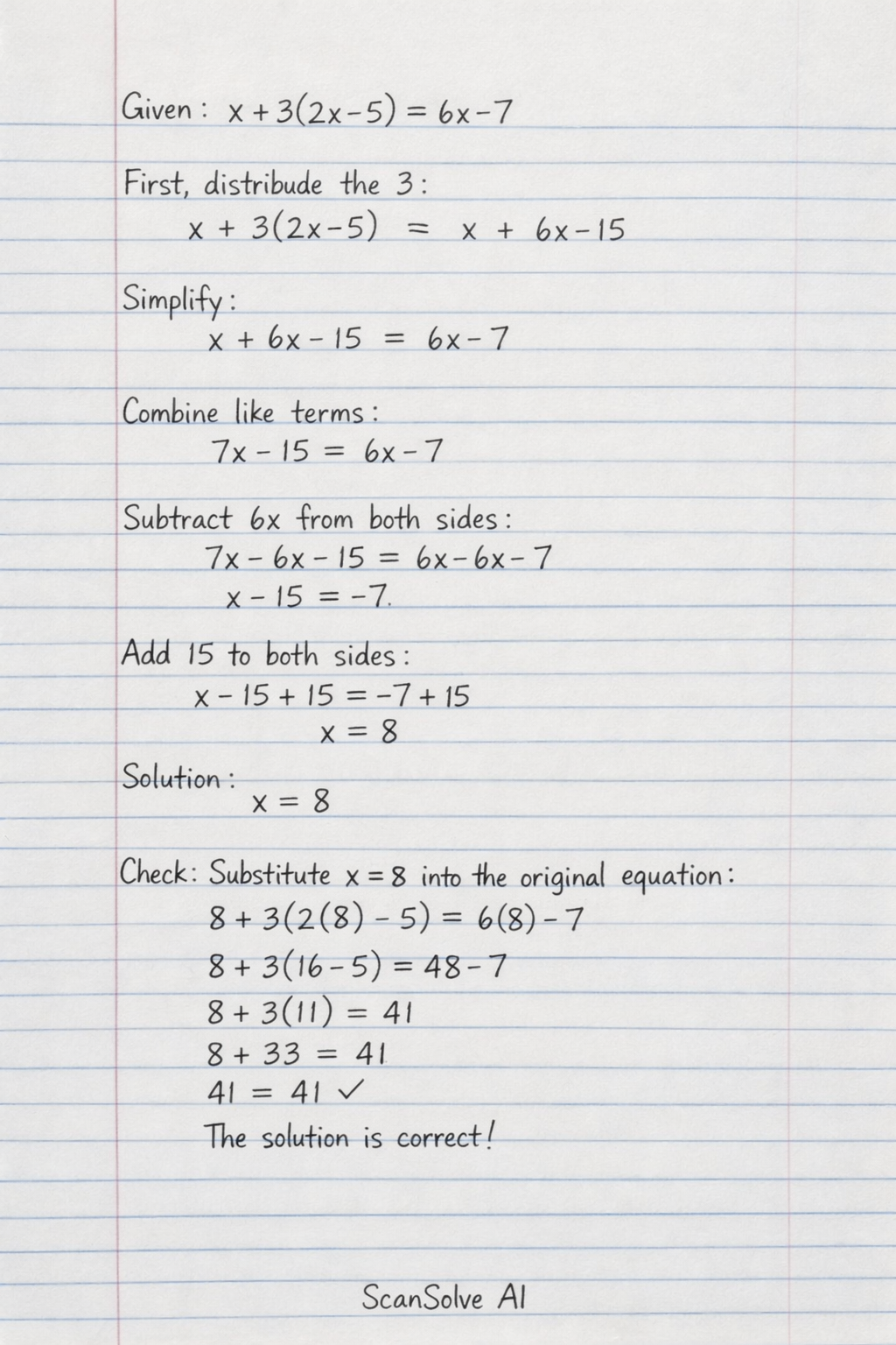 Handwritten step-by-step solution preview
