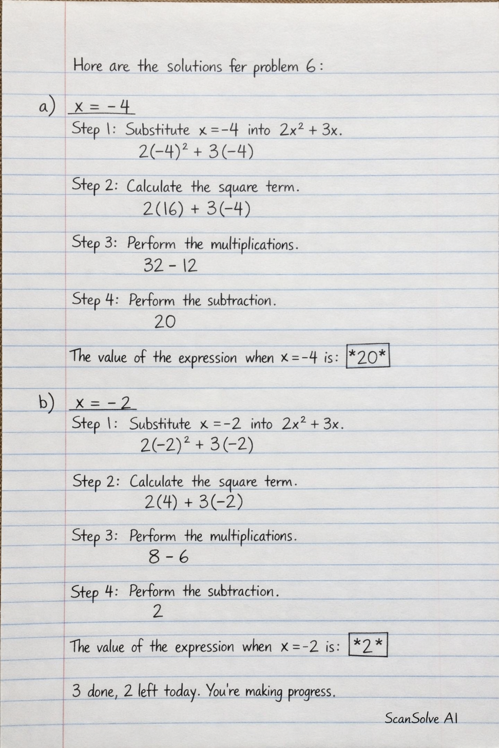 Handwritten step-by-step solution preview