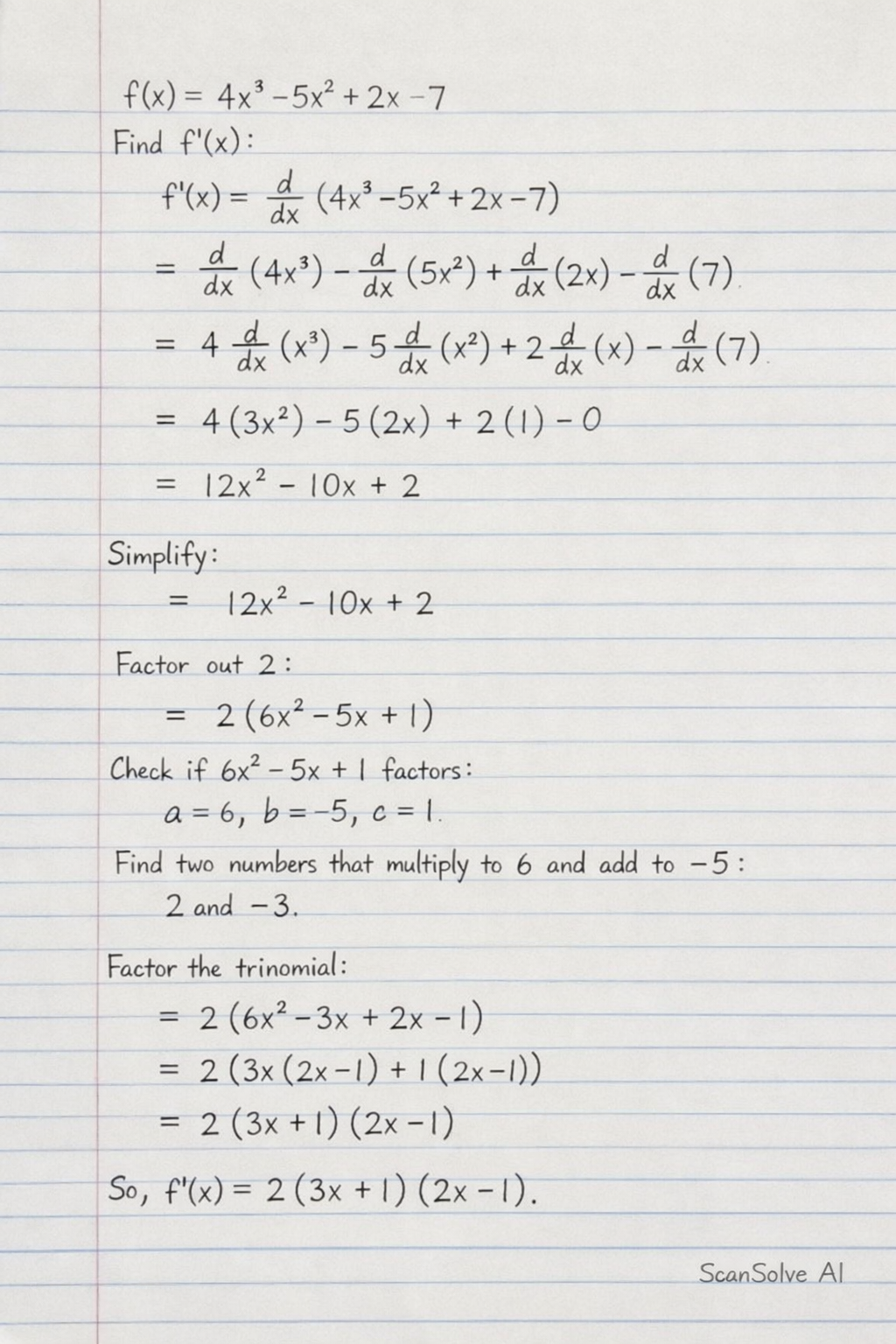 Handwritten step-by-step solution preview